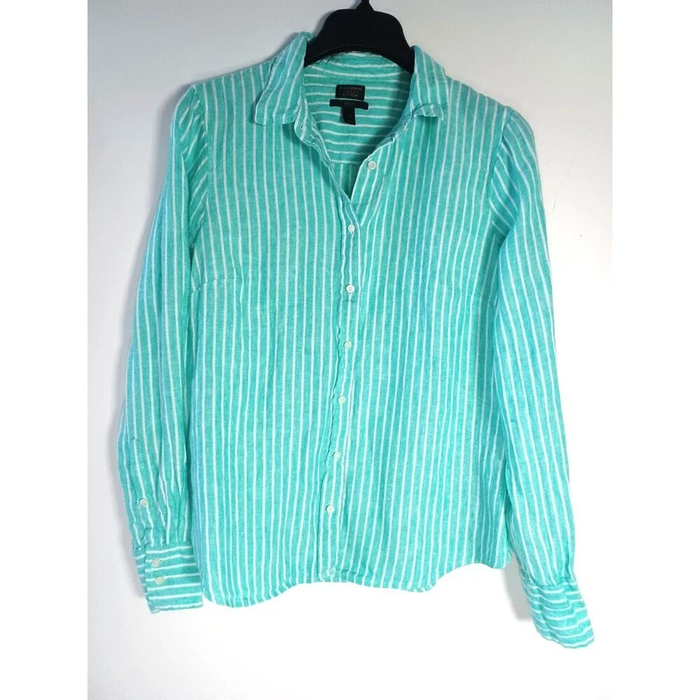 J Crew Baird McNutt Irish Linen Womens 12‎ Classic Coastal Airy Nautical Preppy